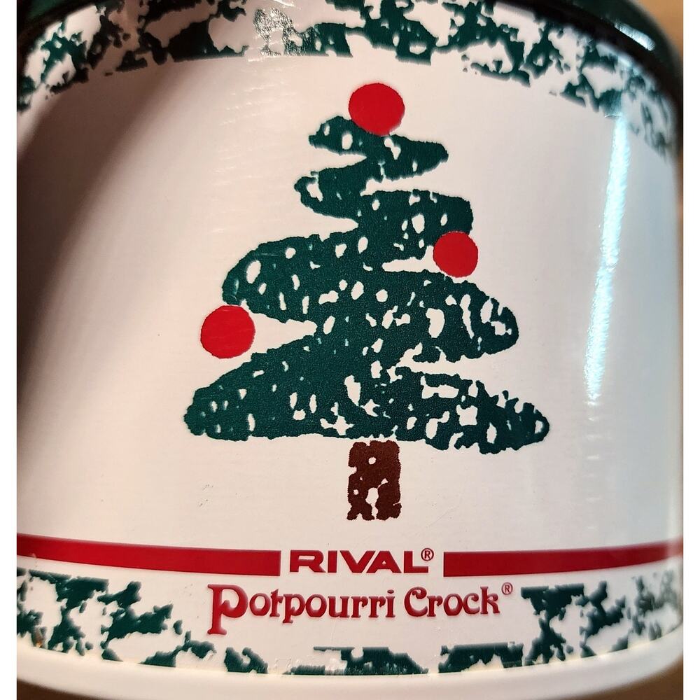 Rival Potpourri Crock Winter Wonderland Christmas Tree Spongeware Style & Box - Picture 2 of 13